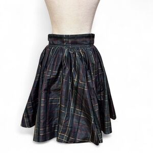 Rugby Ralph Lauren Dark Tartan Gathered Skirt Black & Green Plaid Size 4